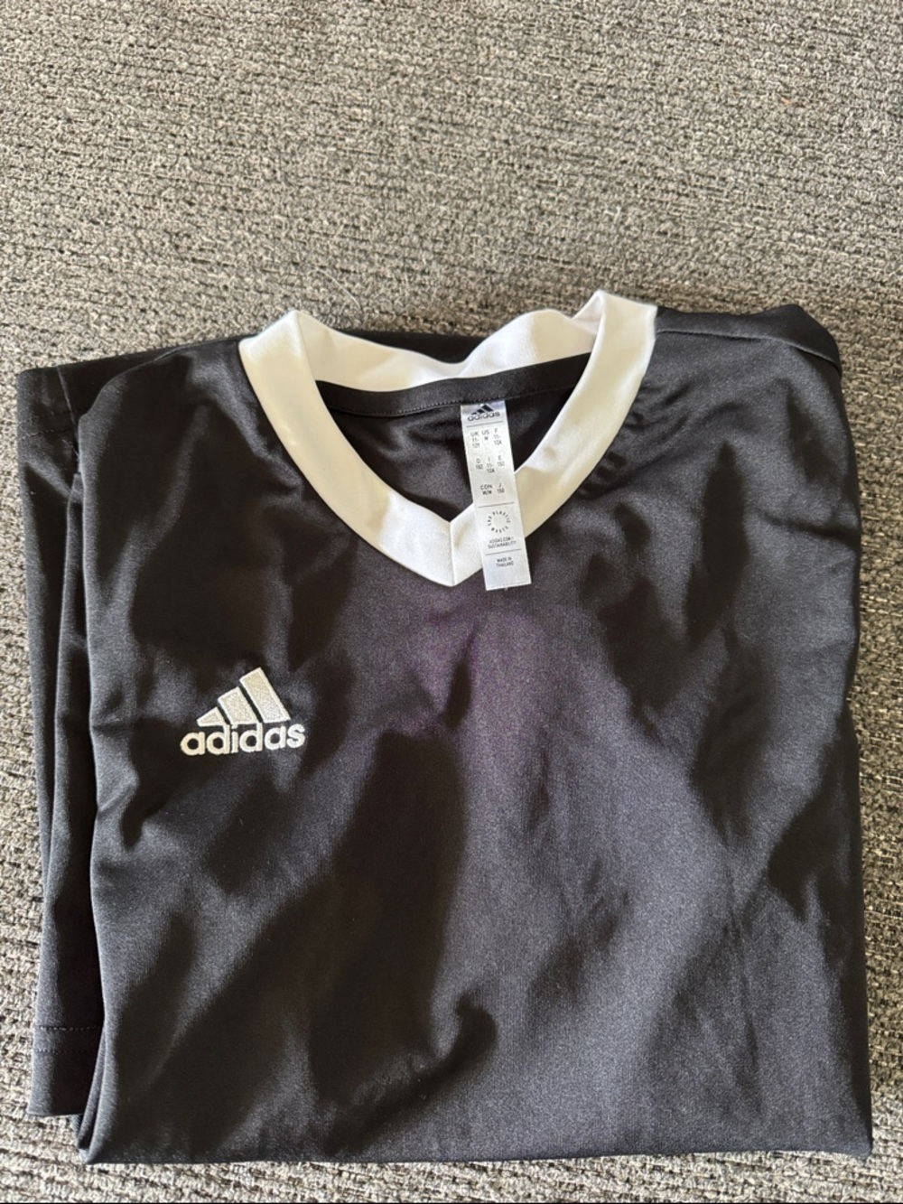 adidas Black Jersey with White Collar and Logo